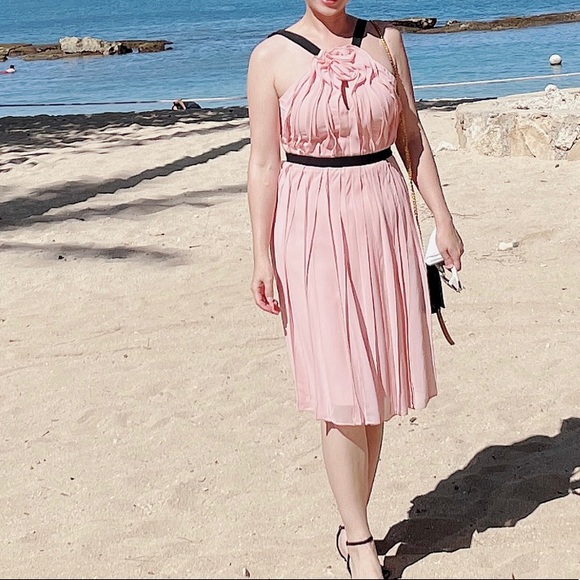 NWOT - Bcbgmaxazria pink chiffon dress - Size 0 - Picture 2 of 2